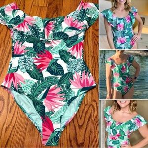 Matilda Jane Womens One Piece Swimsuit Size Medium Palm Tree In Paradise NWT M